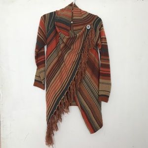 Fall colored scarf-like cardigan sweater